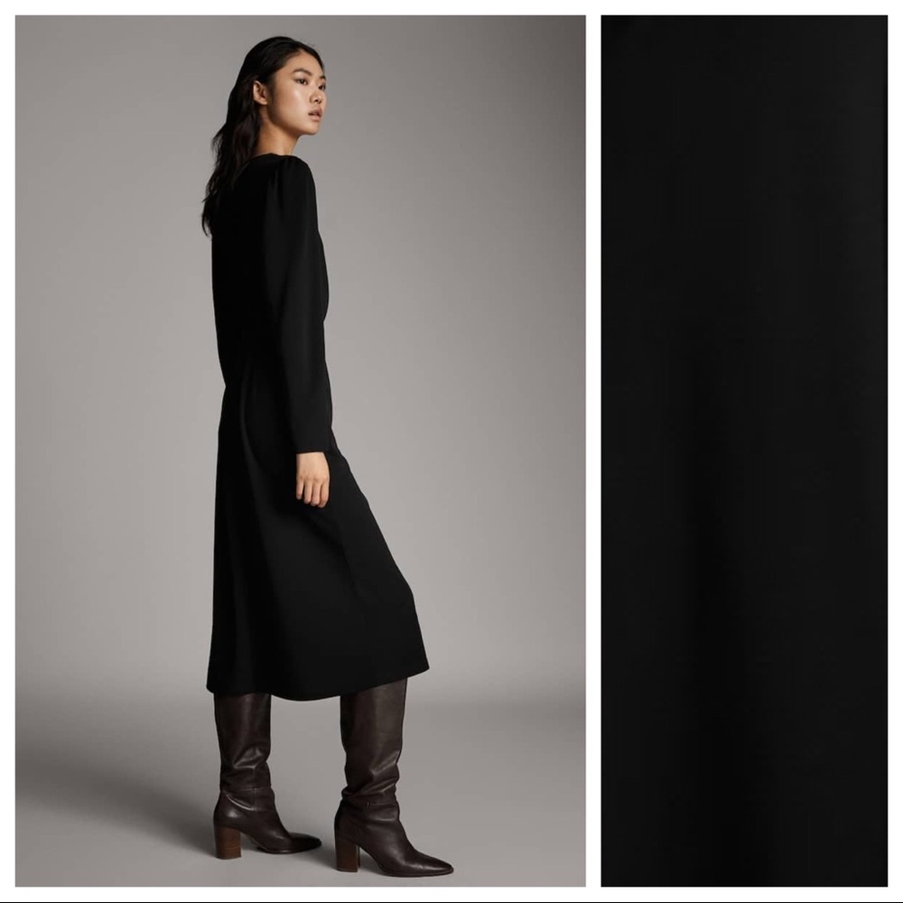 NWT. Massimo Dutti Black Midi Dress. Size S, M. - Picture 2 of 8